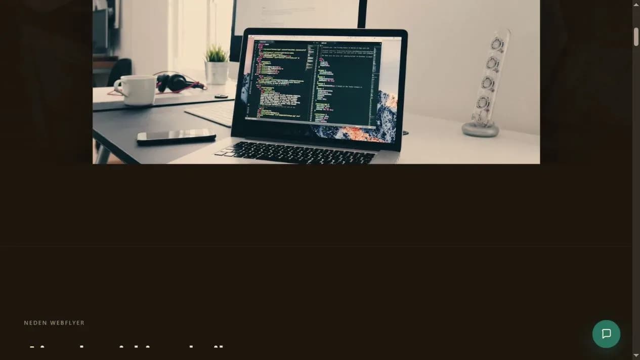 Webflyer platformunun iş akışı tanıtım bölümü ekran görüntüsü